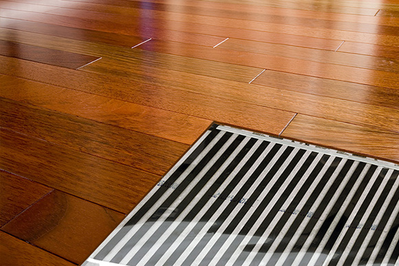 Heated livingroom floor.